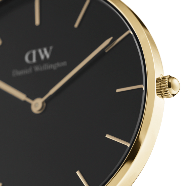 Daniel Wellington Petite Evergold Black Dial Gold Mesh Strap Watch For Women - DW00100345
