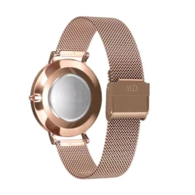 Daniel Wellington Petite Melrose Black Dial Rose Gold Mesh Strap Watch For Women - DW00100303