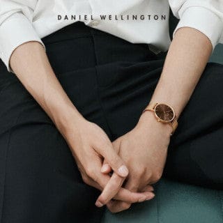 Daniel Wellington Petite Melrose Brown Dial Rose Gold Mesh Strap Watch For Women - DW00100477