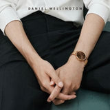 Daniel Wellington Petite Melrose Brown Dial Rose Gold Mesh Strap Watch For Women - DW00100477