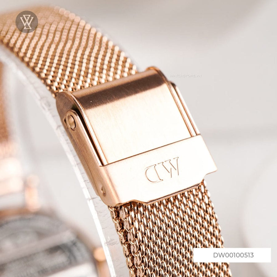 Daniel Wellington Petite Melrose Mother of Pearl Pink Dial Pink Mesh Strap Watch For Women - DW00100513