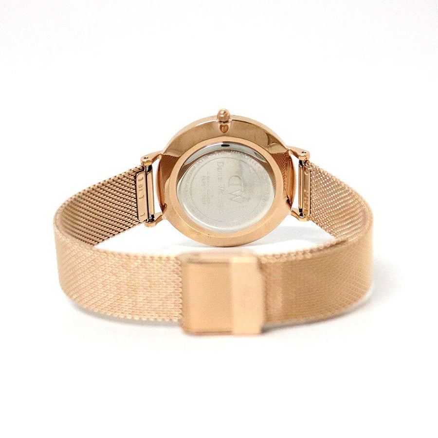 Daniel Wellington Petite Melrose Pink Dial Rose Gold Mesh Strap Watch For Women - DW00100367