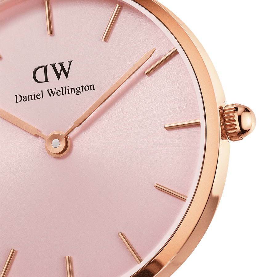 Daniel Wellington Petite Melrose Pink Dial Rose Gold Mesh Strap Watch For Women - DW00100367