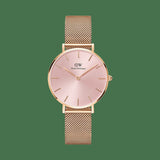 Daniel Wellington Petite Melrose Pink Dial Rose Gold Mesh Strap Watch For Women - DW00100367