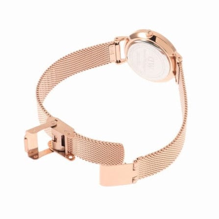 Daniel Wellington Petite Melrose Pink Dial Rose Gold Mesh Strap Watch For Women - DW00100368