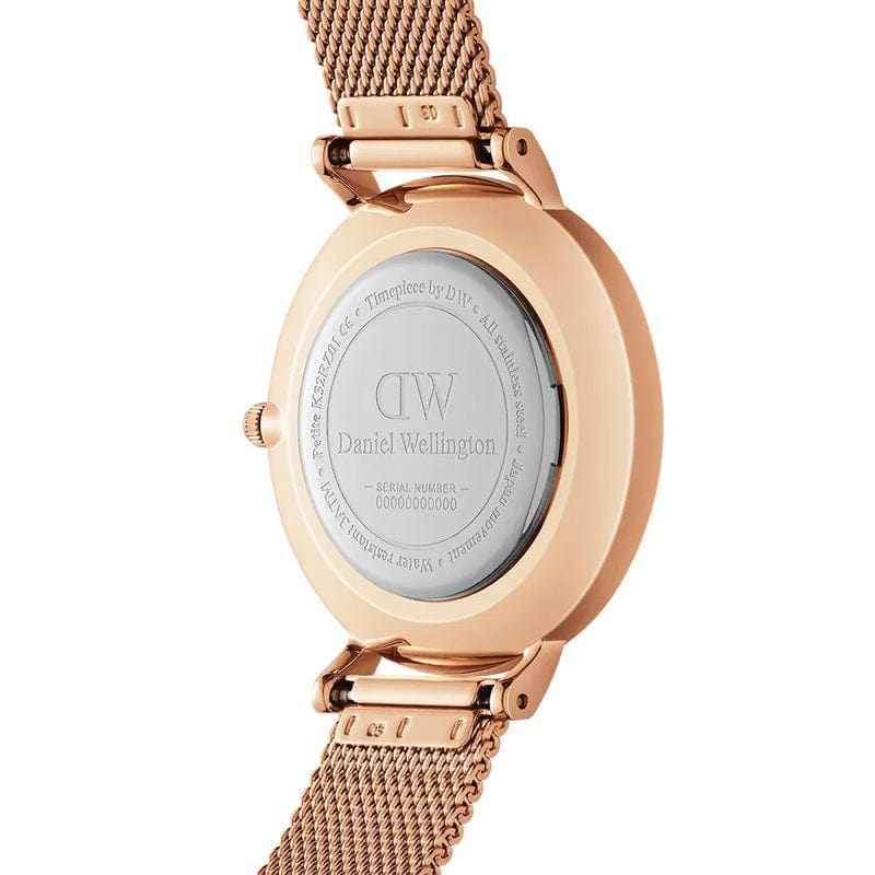 Daniel Wellington Petite Melrose Pink Dial Rose Gold Mesh Strap Watch For Women - DW00100368