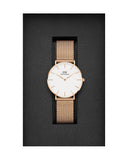 Daniel Wellington Petite Melrose White Dial Rose Gold Mesh Strap Watch For Women - DW00100305