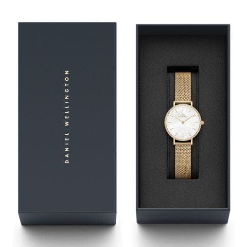 Daniel Wellington Petite Melrose White Dial Rose Gold Mesh Strap Watch For Women - DW00100305