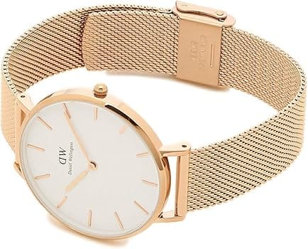 Daniel Wellington Petite Melrose White Dial Rose Gold Mesh Strap Watch For Women - DW00100305