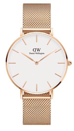 Daniel Wellington Petite Melrose White Dial Rose Gold Mesh Strap Watch For Women - DW00100305