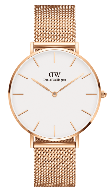 Daniel Wellington Petite Melrose White Dial Rose Gold Mesh Strap Watch For Women - DW00100305