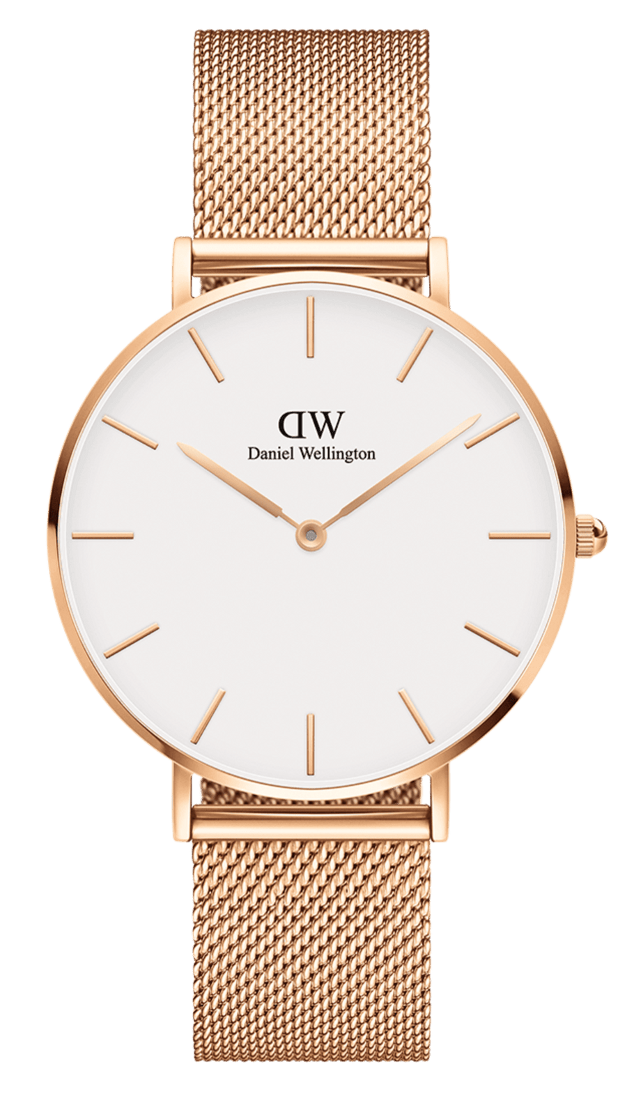 Daniel Wellington Petite Melrose White Dial Rose Gold Mesh Strap Watch For Women - DW00100305