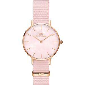 Daniel Wellington Petite Mother of Pearl Pink Dial Pink Nylon Strap Watch For Women - DW00100512