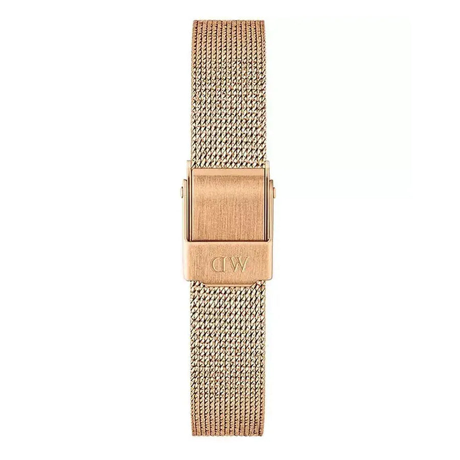 Daniel Wellington Petite Pressed Melrose Black Dial Rose Gold Mesh Strap Watch For Women - DW00100440