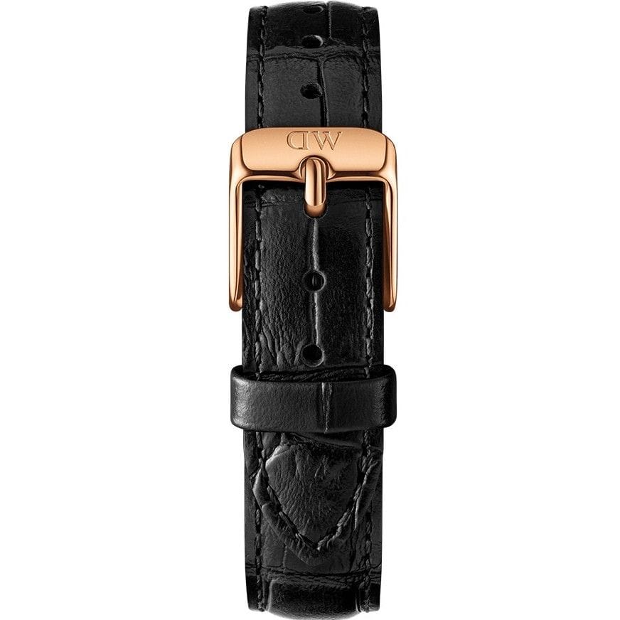 Daniel Wellington Petite Reading White Dial Black Leather Strap Watch For Women - DW00100173