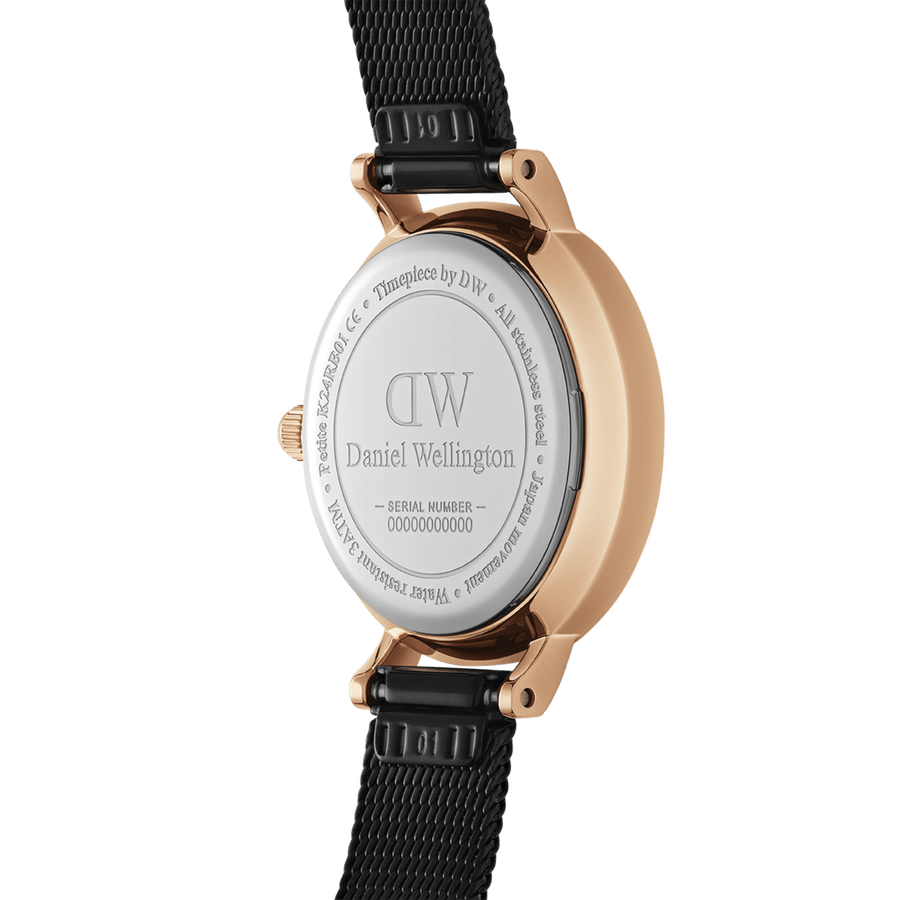 Daniel Wellington Petite Reading White Dial Black Leather Strap Watch For Women - DW00100173