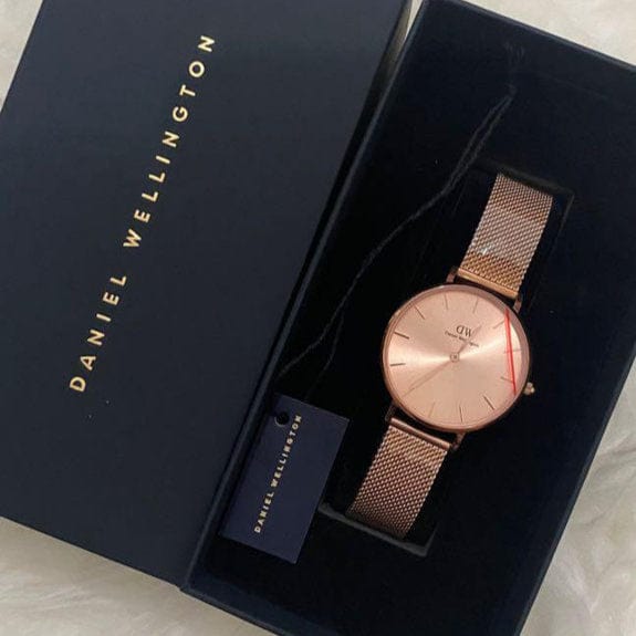 Daniel Wellington Petite Rose Gold Dial Rose Gold Mesh Strap Watch For Women - DW00100472