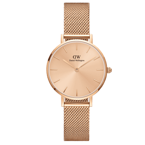 Daniel Wellington Petite Rose Gold Dial Rose Gold Mesh Strap Watch For Women - DW00100472