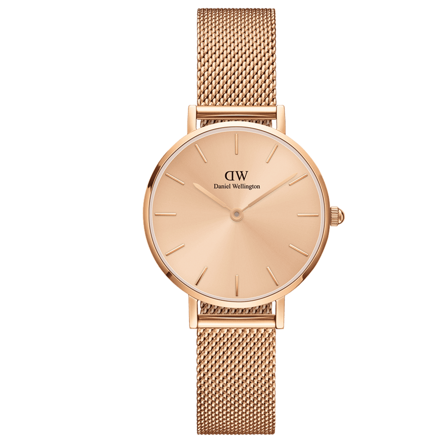 Daniel Wellington Petite Rose Gold Dial Rose Gold Mesh Strap Watch For Women - DW00100472
