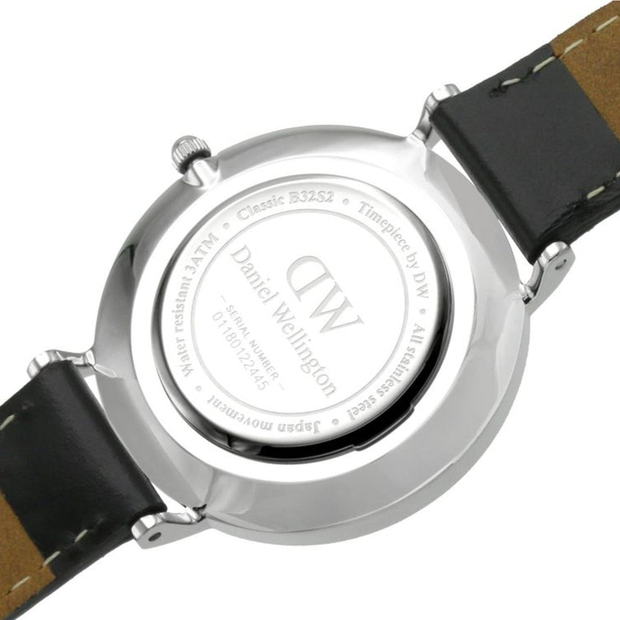 Daniel Wellington Petite Sheffield Black Dial Black Leather Strap Watch For Women - DW00100180