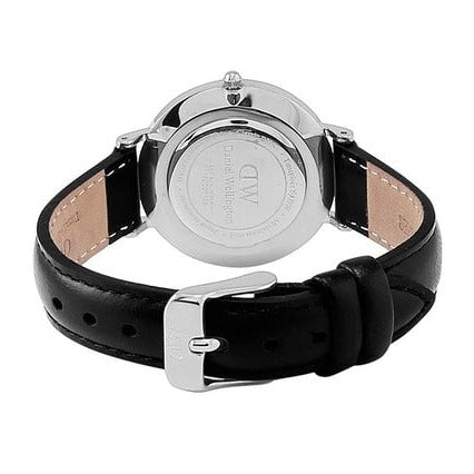 Daniel Wellington Petite Sheffield Black Dial Black Leather Strap Watch For Women - DW00100180