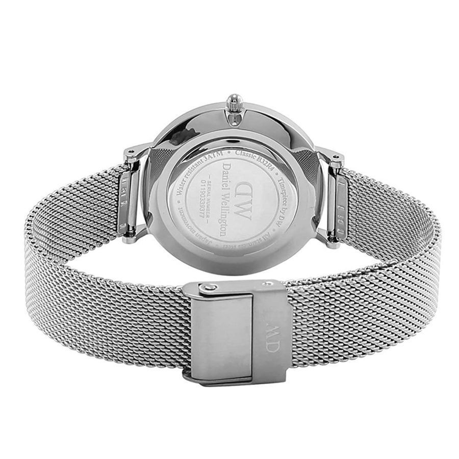 Daniel Wellington Petite Sterling Black Dial Silver Mesh Bracelet Watch For Women - DW00100218
