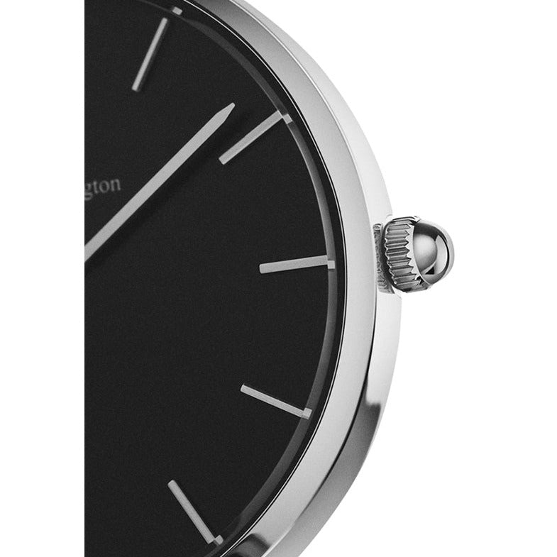 Daniel Wellington Petite Sterling Black Dial Silver Mesh Bracelet Watch For Women - DW00100218