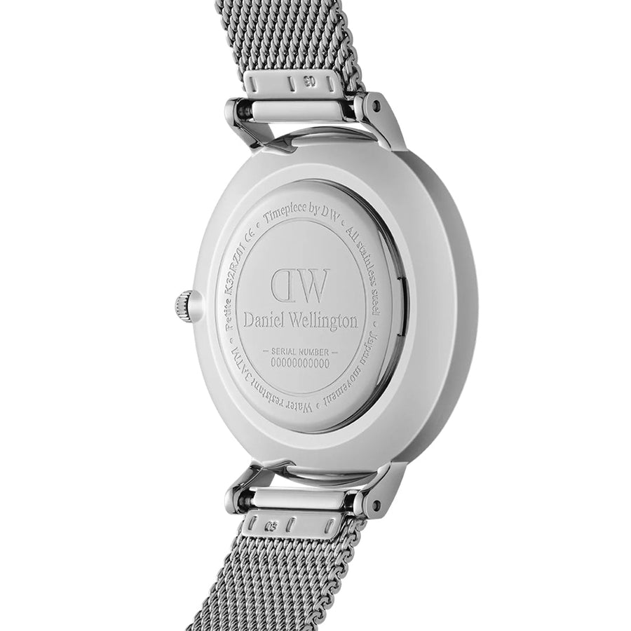 Daniel Wellington Petite Sterling Black Dial Silver Mesh Bracelet Watch For Women - DW00100304