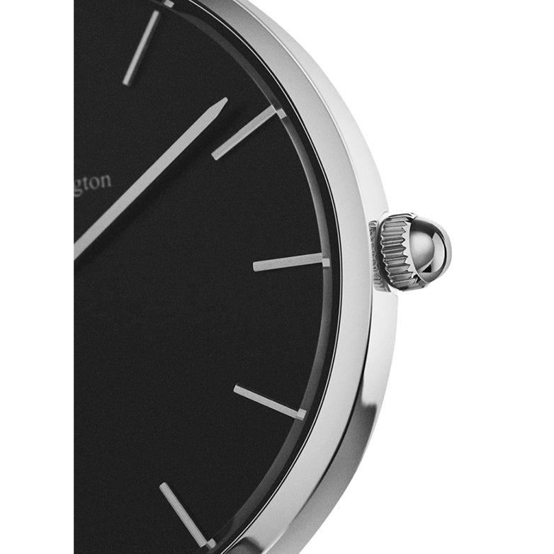 Daniel Wellington Petite Sterling Black Dial Silver Mesh Bracelet Watch For Women - DW00100304