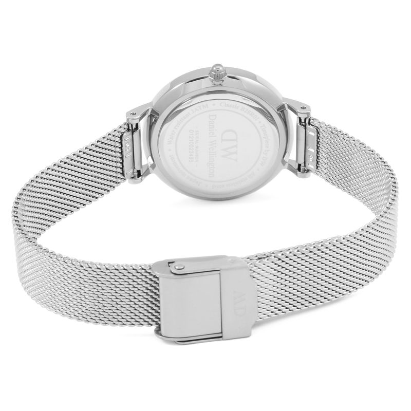 Daniel Wellington Petite Sterling White Dial Silver Mesh Bracelet Watch For Women - DW00100220
