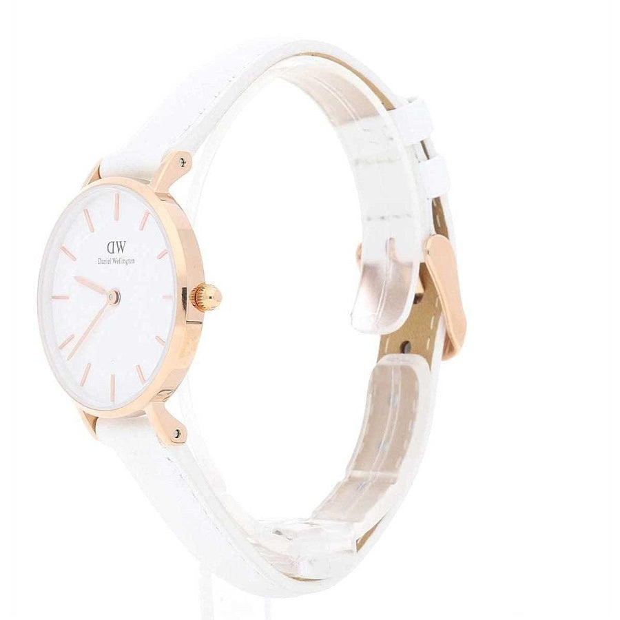 Daniel Wellington Petite White Dial White Leather Strap Watch For Women - DW00100249