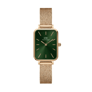 Daniel Wellington Pressed Melrose Emerald Green Rose Gold Mesh Strap Watch For Women - DW00100445