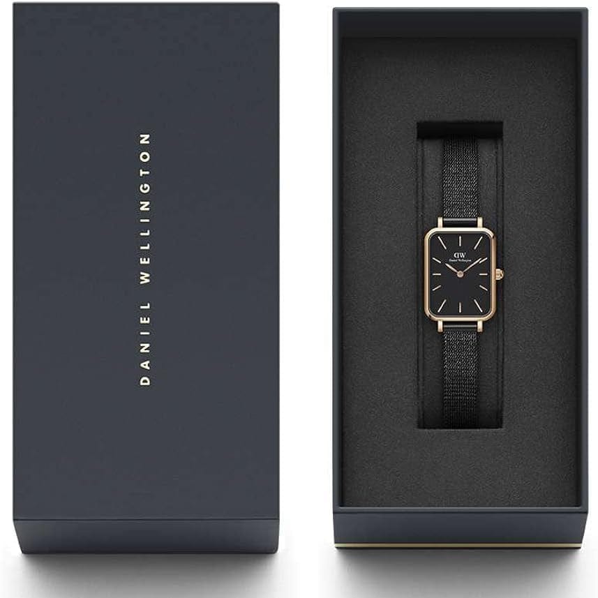 Daniel Wellington Quadro Ashfield Black Dial Black Mesh Strap Watch For Women - DW00100433