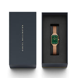Daniel Wellington Quadro Melrose Green Dial Rose Gold Mesh Strap Watch For Women - DW00100437