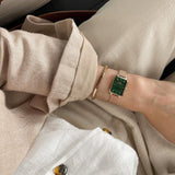 Daniel Wellington Quadro Melrose Green Dial Rose Gold Mesh Strap Watch For Women - DW00100437