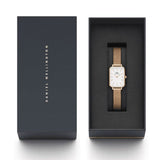 Daniel Wellington Quadro Melrose White Dial Gold Mesh Strap Watch For Women - DW00100431