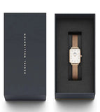 Daniel Wellington Quadro Melrose White Dial Gold Mesh Strap Watch For Women - DW00100431