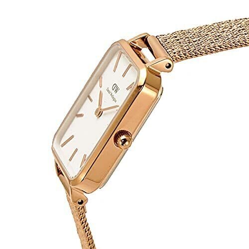 Daniel Wellington Quadro Melrose White Dial Gold Mesh Strap Watch For Women - DW00100431