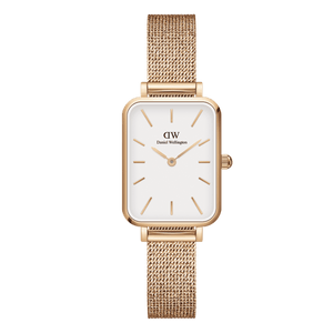 Daniel Wellington Quadro Melrose White Dial Gold Mesh Strap Watch For Women - DW00100431