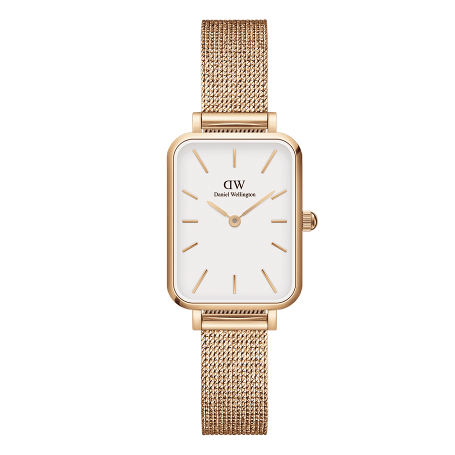 Daniel Wellington Quadro Melrose White Dial Gold Mesh Strap Watch For Women - DW00100431