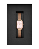 Daniel Wellington Quadro Pressed Melrose Pink Dial Pink Mesh Bracelet Watch For Women - DW00100510