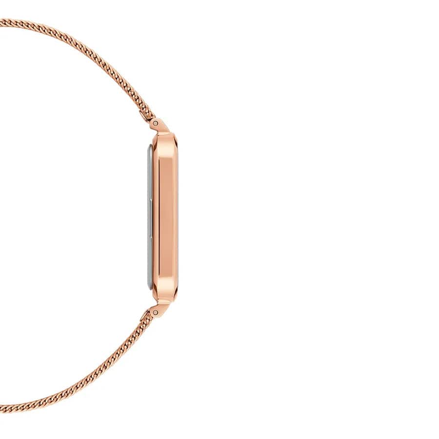 Daniel Wellington Quadro Pressed Melrose White Dial Rose Gold Mesh Strap Watch For Women - DW00100465
