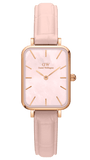 Daniel Wellington Quadro Pressed Mother of Pearl Pink Dial Pink Leather Strap Watch For Women - DW00100508