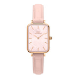 Daniel Wellington Quadro Pressed Mother of Pearl Pink Dial Pink Leather Strap Watch For Women - DW00100508