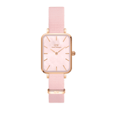 Daniel Wellington Quadro Pressed Mother of Pearl Pink Dial Pink Nylon Strap Watch For Women - DW00100509