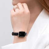 Daniel Wellington Quadro Sheffield Black Dial Black Leather Strap Watch For Women - DW00100435