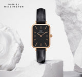 Daniel Wellington Quadro Sheffield Black Dial Black Leather Strap Watch For Women - DW00100435