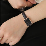 Daniel Wellington Quadro Sheffield Black Dial Black Leather Strap Watch For Women - DW00100435