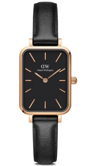 Daniel Wellington Quadro Sheffield Black Dial Black Leather Strap Watch For Women - DW00100435