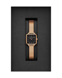Daniel Wellington Quadro Studio Black Dial Rose Gold Mesh Strap Watch For Women - DW00100518